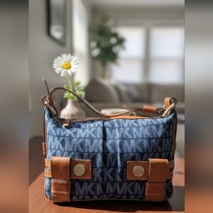 Michael Kors Denim and Leather Shoulder Bag